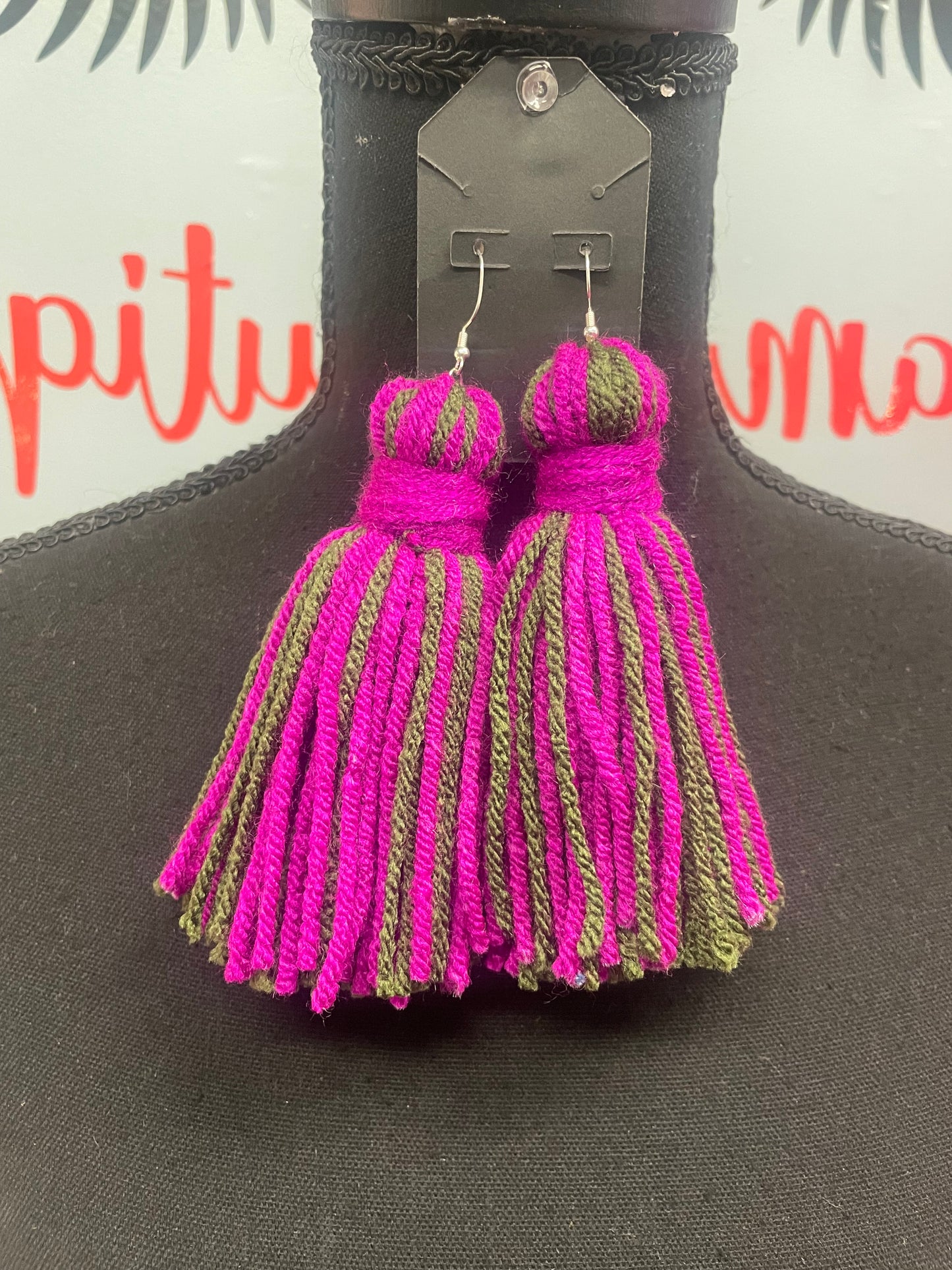 Camo Yarn Earrings