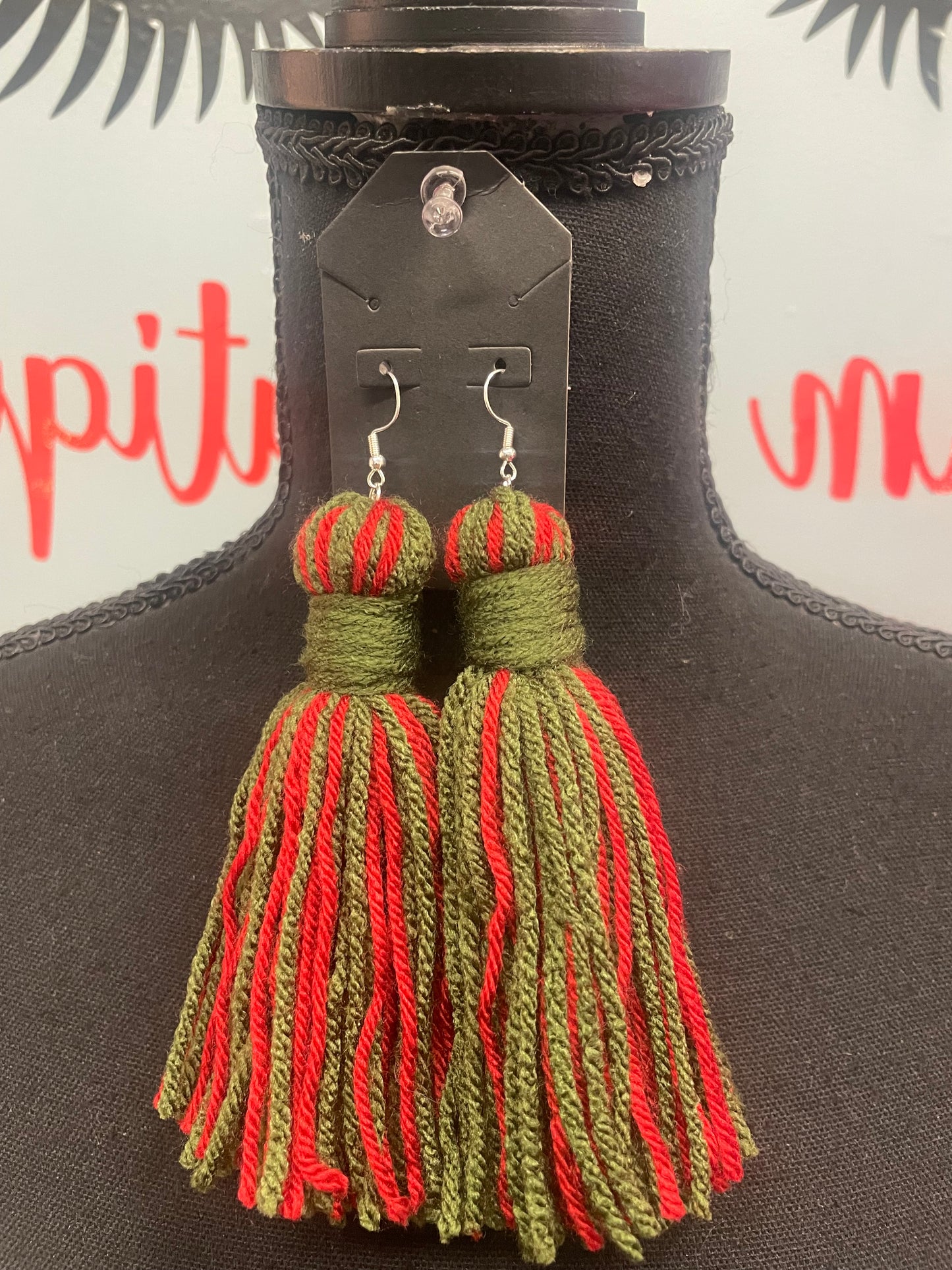 Camo Yarn Earrings