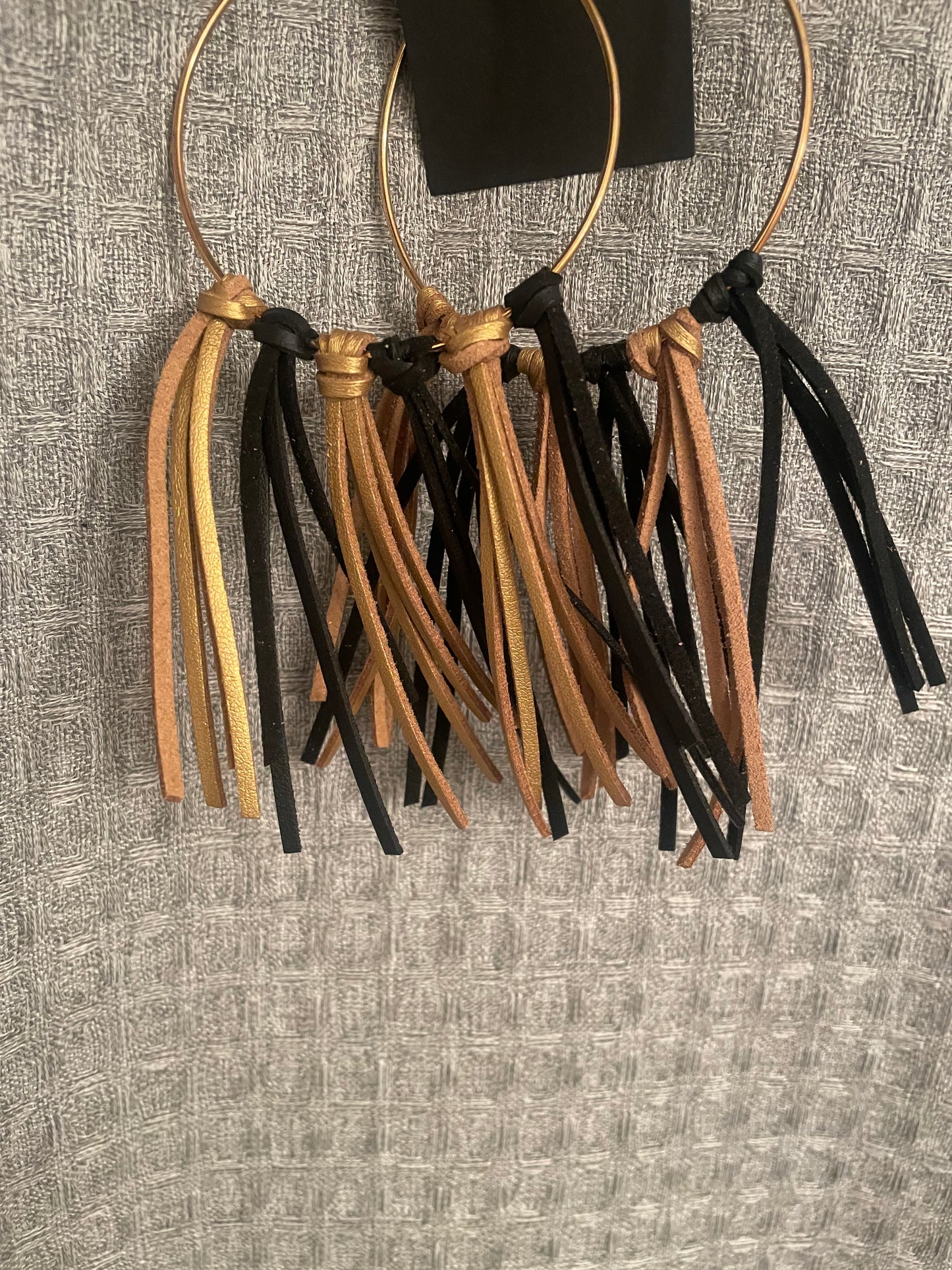 Leather Fringe Hoops