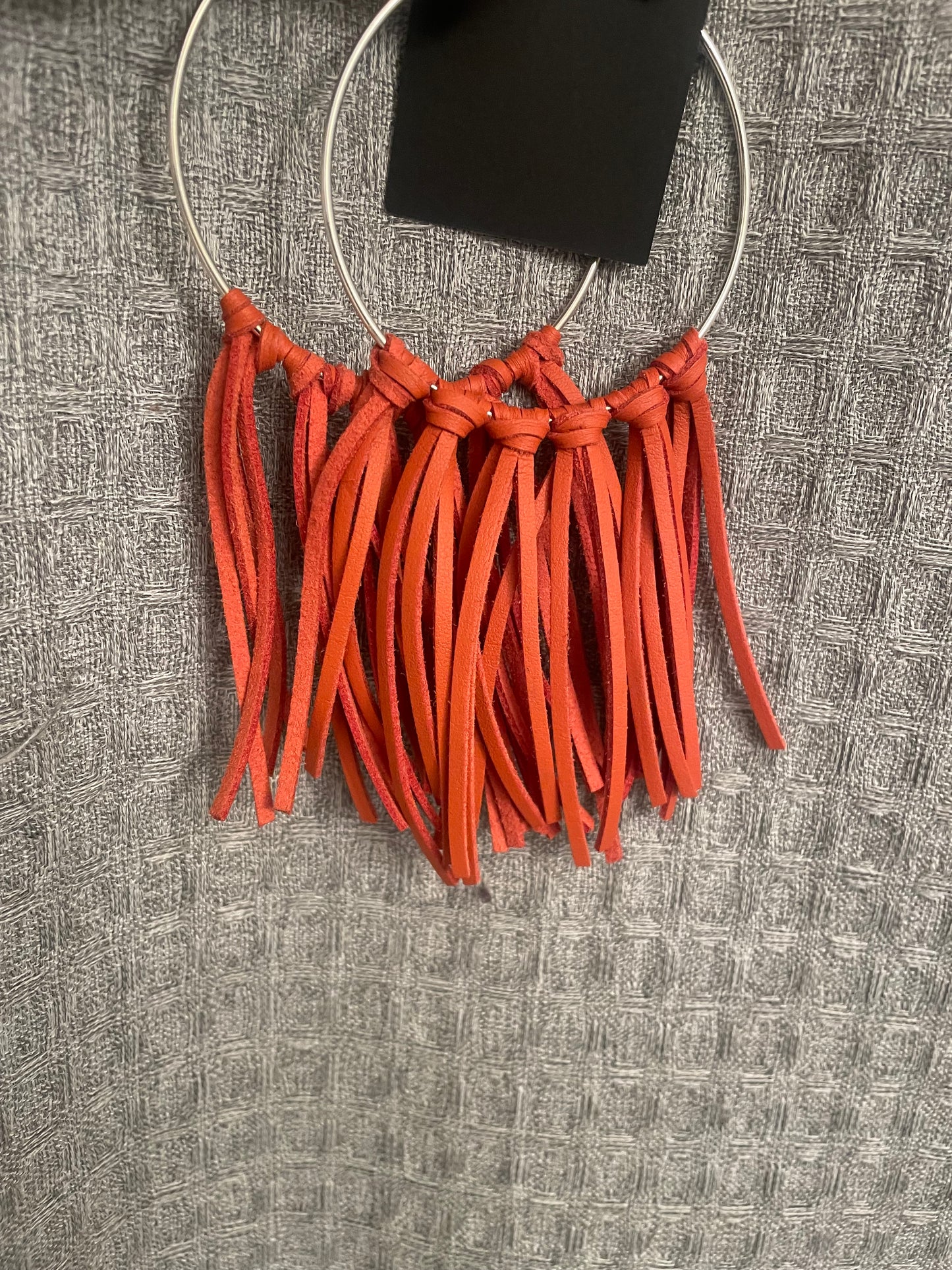Leather Fringe Hoops