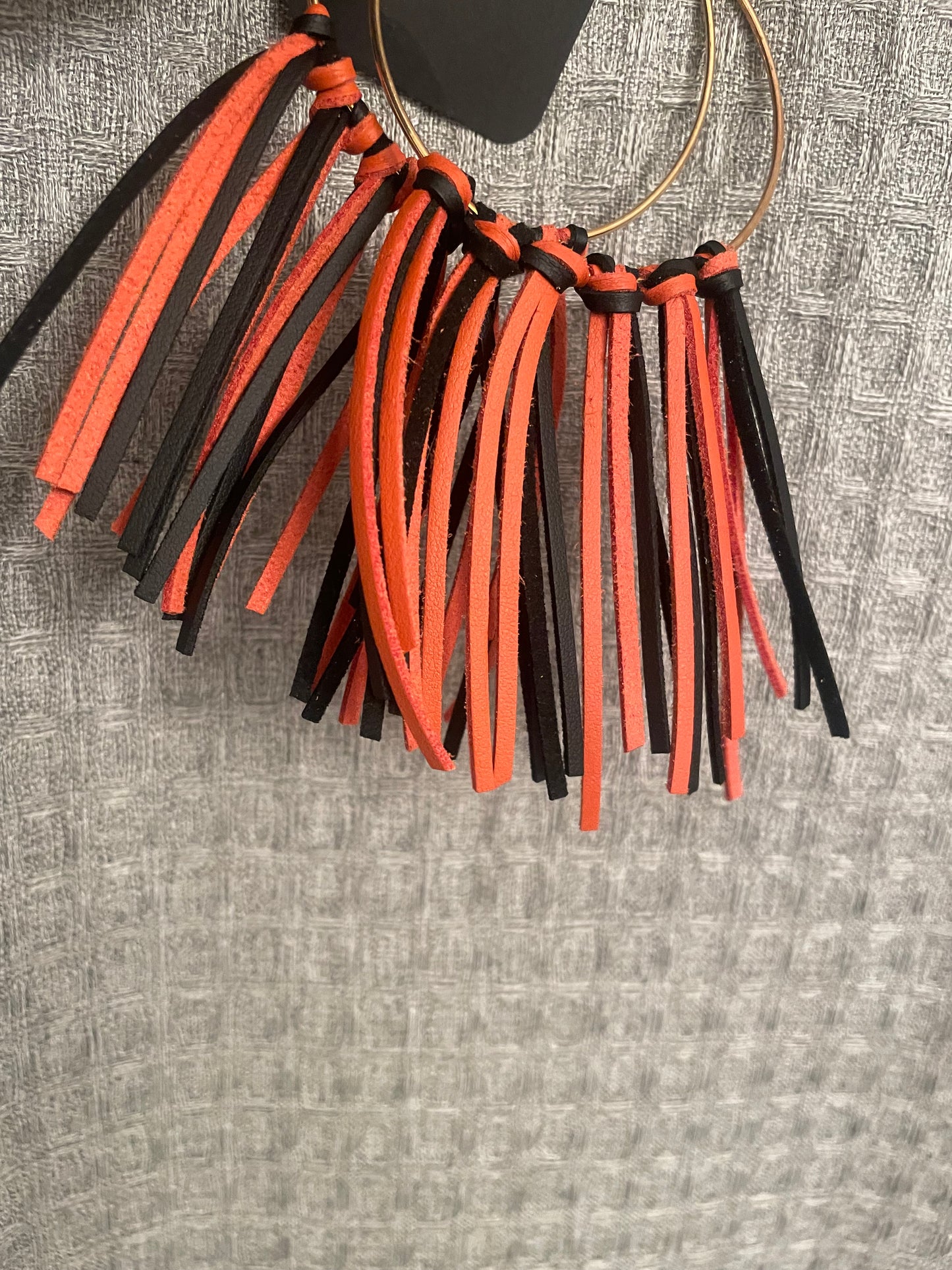 Leather Fringe Hoops