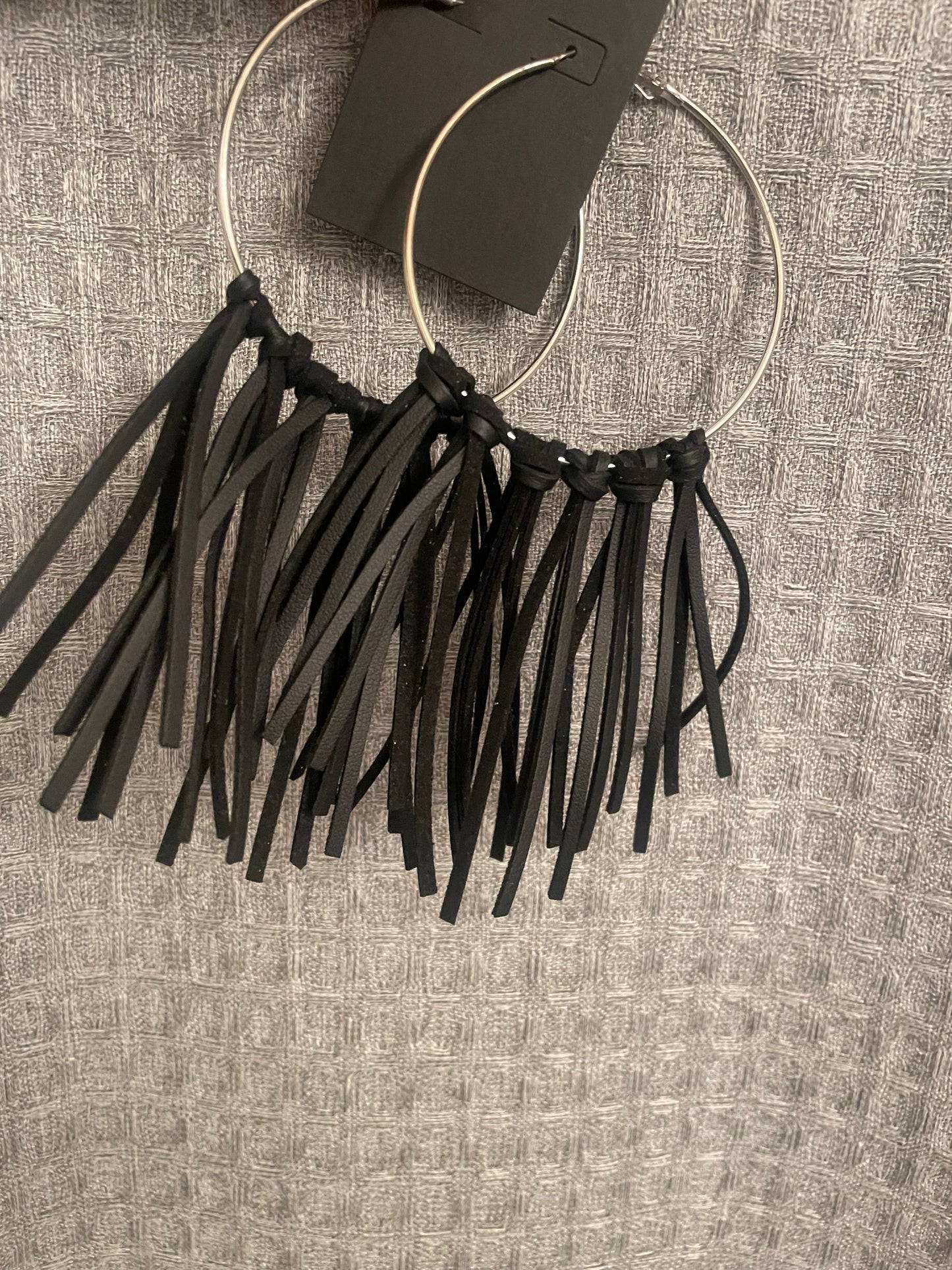 Leather Fringe Hoops