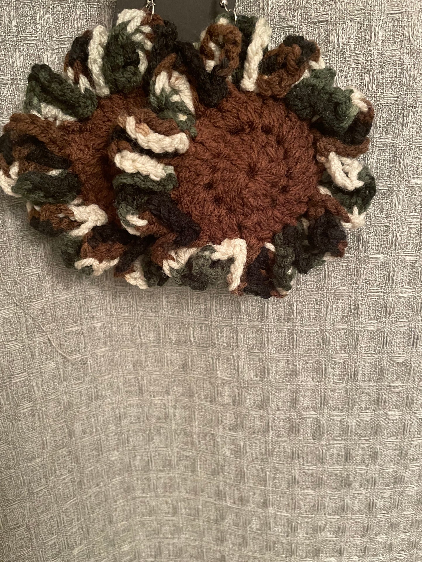 Camo Sunflower Crochet 🧶Earrings