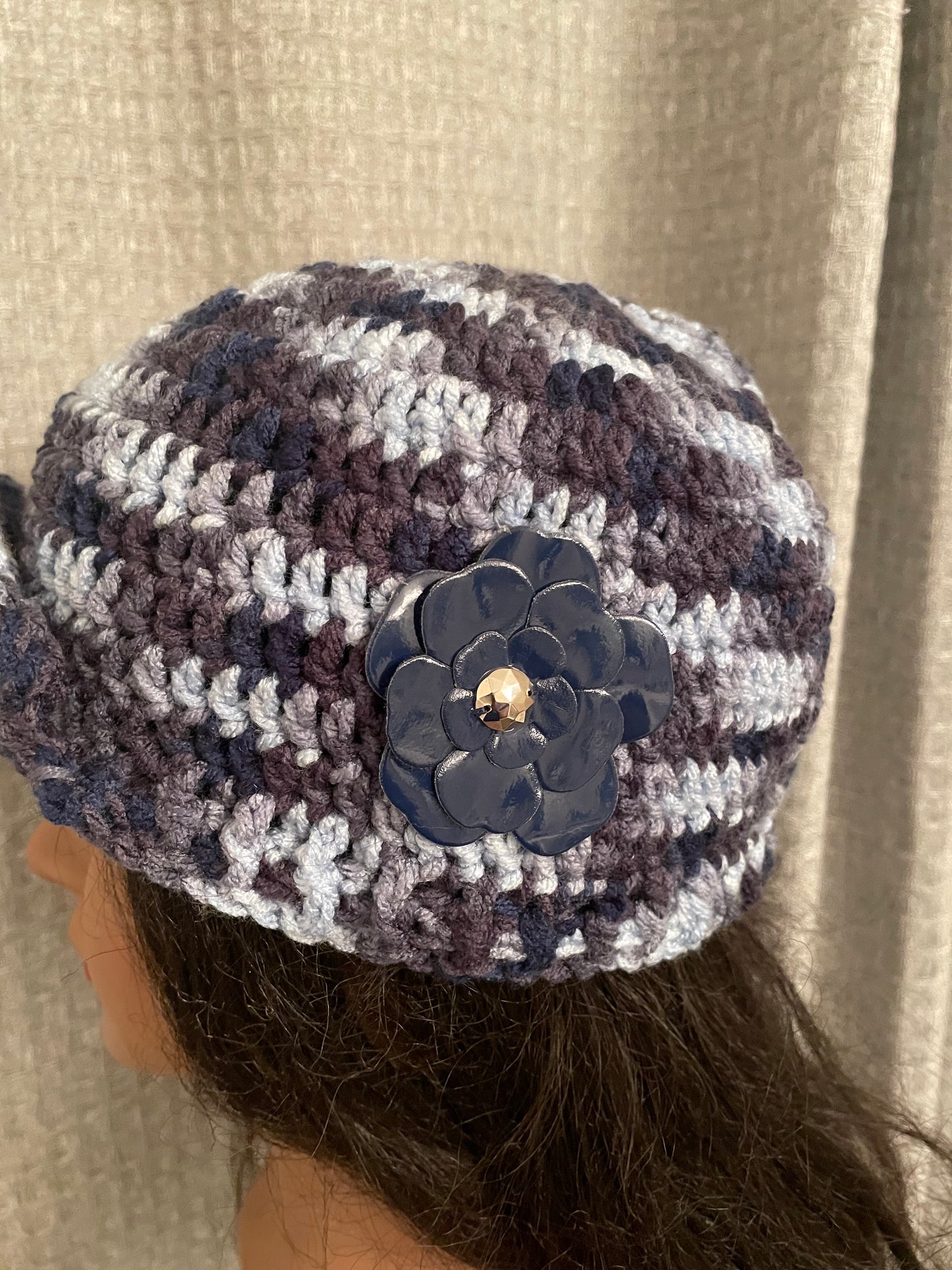Denim Ombré Newsboy Flower Hat