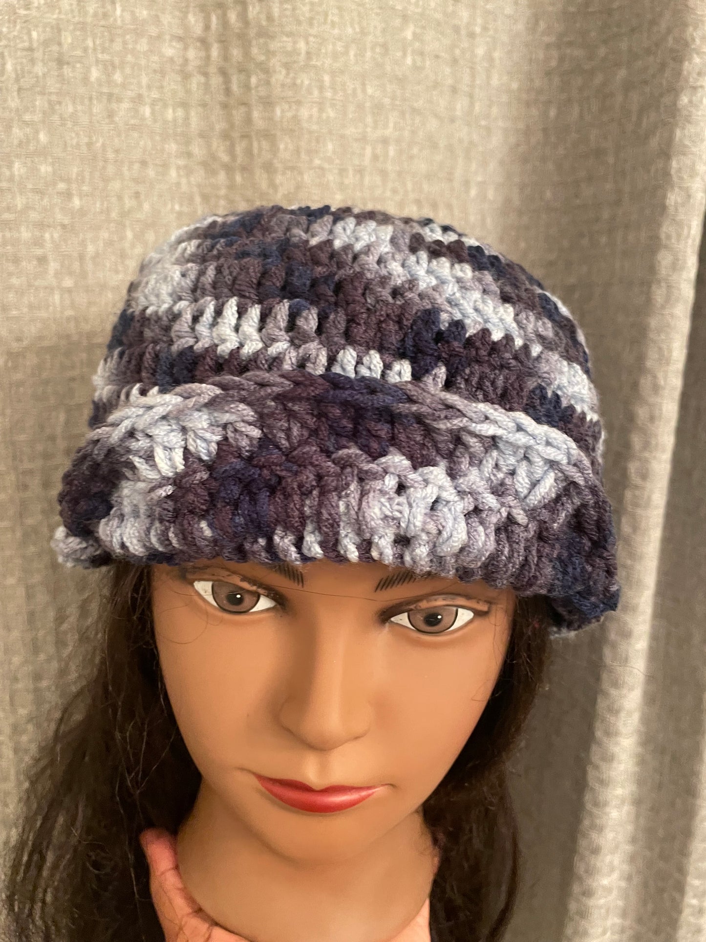 Denim Ombré Newsboy Flower Hat