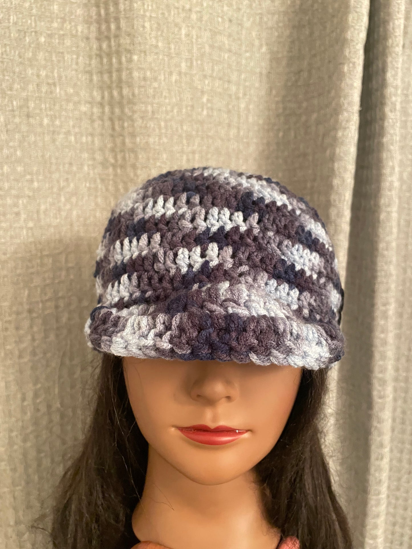 Denim Ombré Newsboy Flower Hat