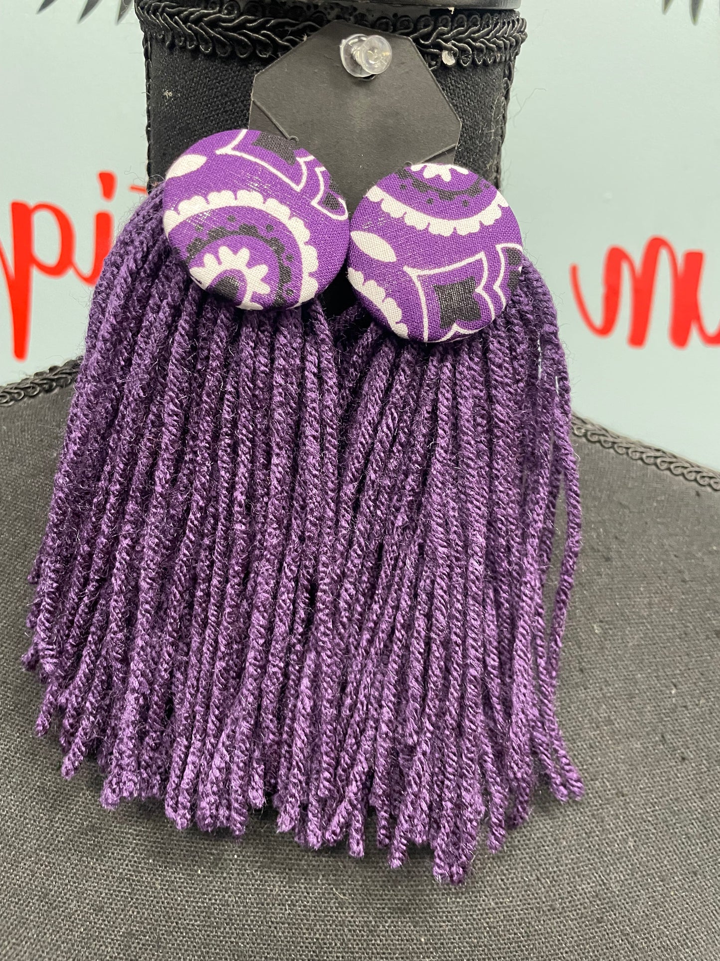 Button Yarn Earrings- Click for more styles