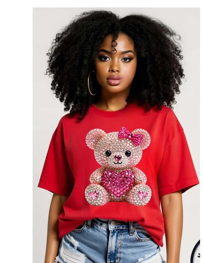 Valentine’s Day Rhinestone Ilusion Tshirts