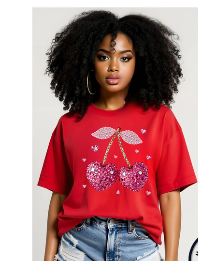 Valentine’s Day Rhinestone Ilusion Tshirts