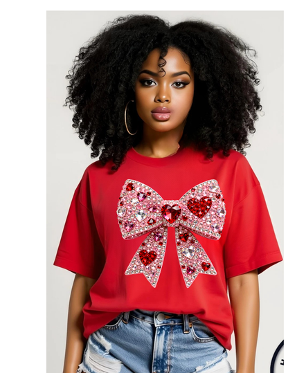 Valentine’s Day Rhinestone Ilusion Tshirts