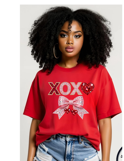 Valentine’s Day Rhinestone Ilusion Tshirts