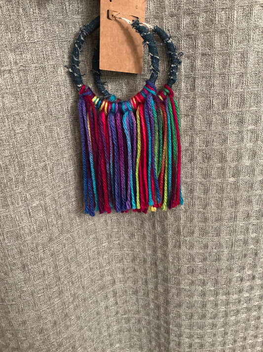 Denim Tassel Yarn Hoops   ( various styles)