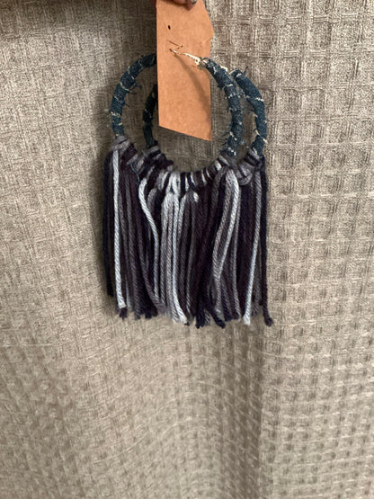 Denim Tassel Yarn Hoops   ( various styles)