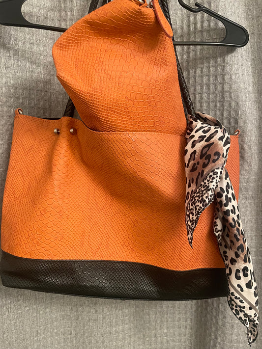 Faux Leather Snake Style Tote Bag