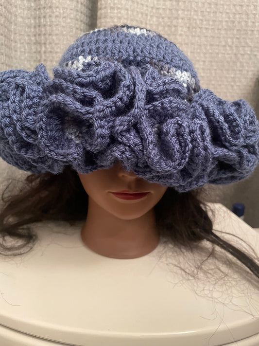 Denim Ombré Mix Ruffle Hat