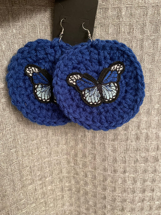 Blue Butterfly Crochet 🧶Earrings