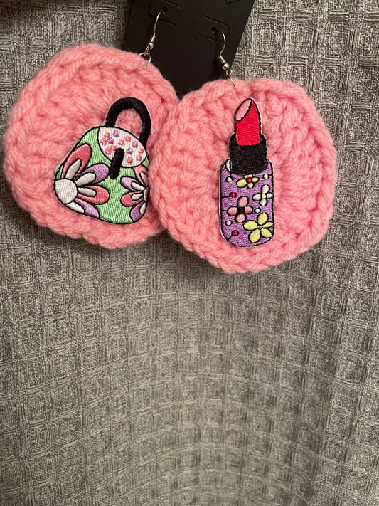 Diva Lipstick and Purse Crochet 🧶 Earrings