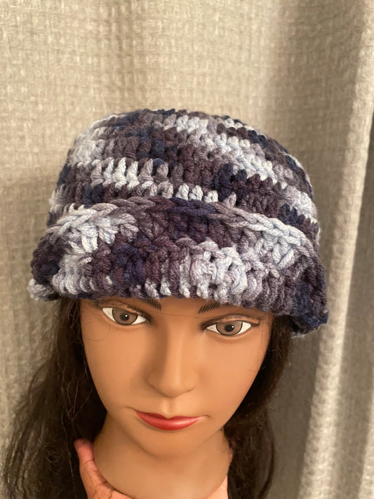 Denim Ombré Newsboy Flower Hat