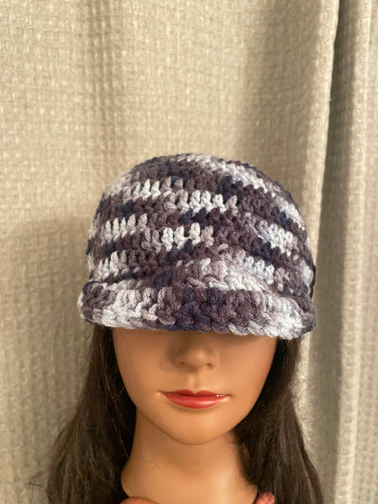 Denim Ombré Newsboy Flower Hat