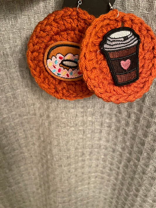 Coffee Time Crochet Earrings