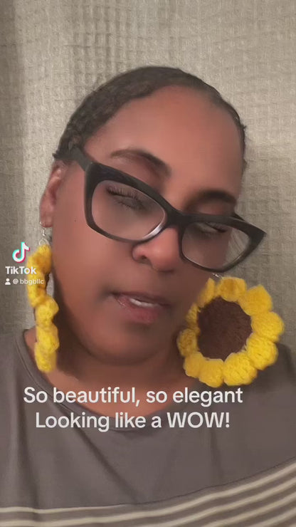Yellow Sunflower Crochet 🧶 Earrings