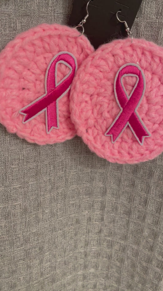 Breast Cancer Crochet Earrings